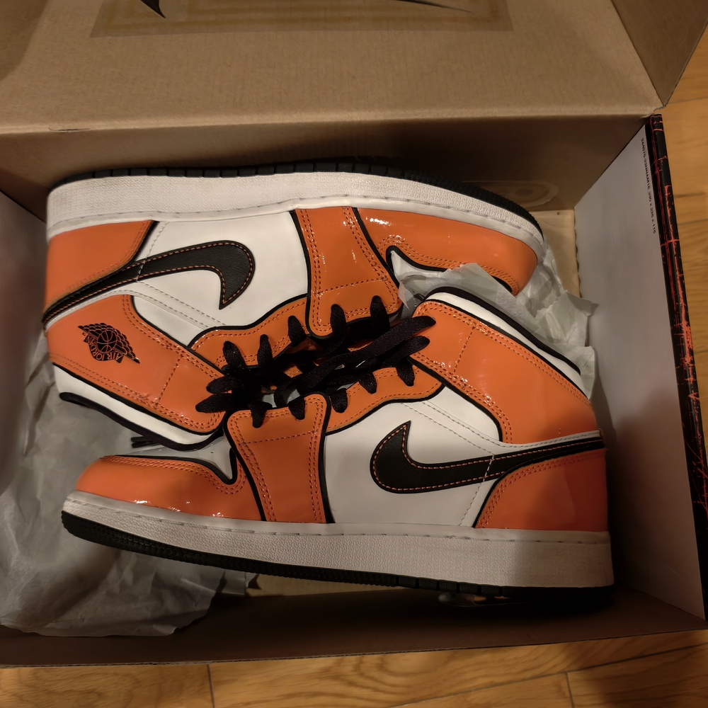 Orange and White High-Top Sneakers